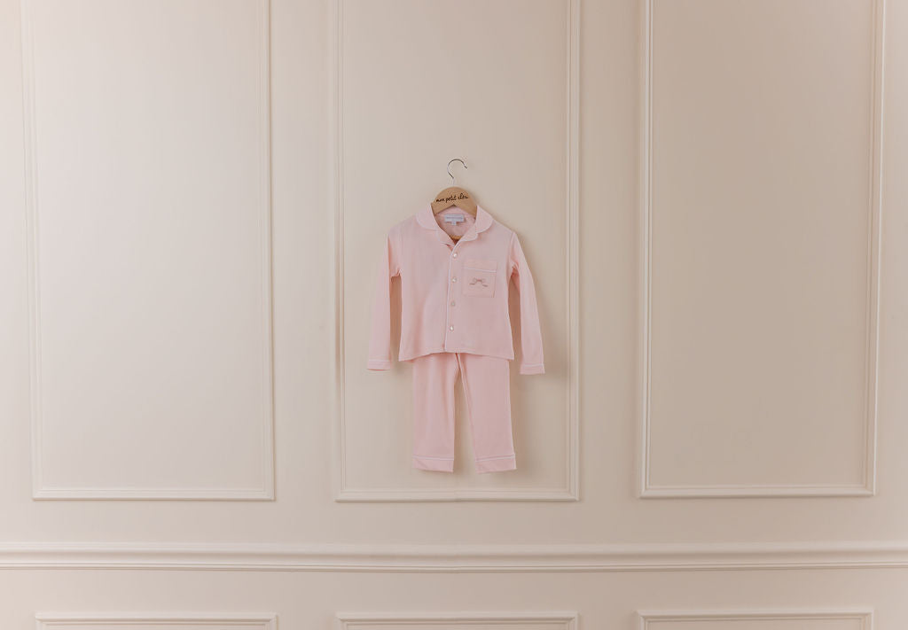 Chloé Embroidered Pajama Set – Pink Bow