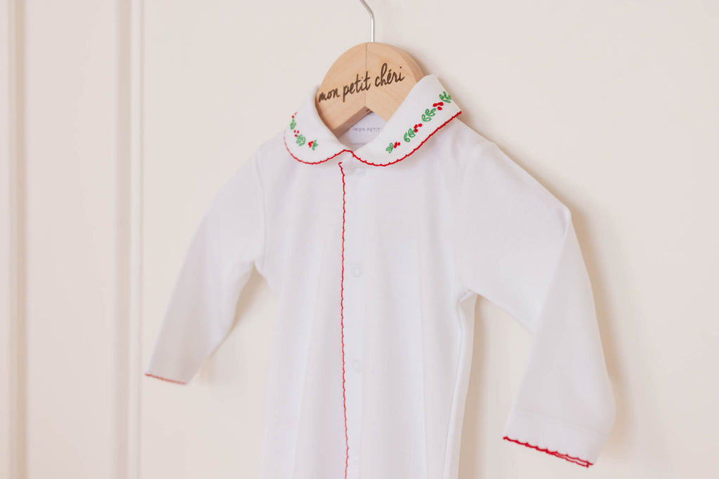 The Holly Hand-Embroidered Footie