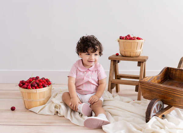 Cerise Stripe Shirt and Bloomer Set