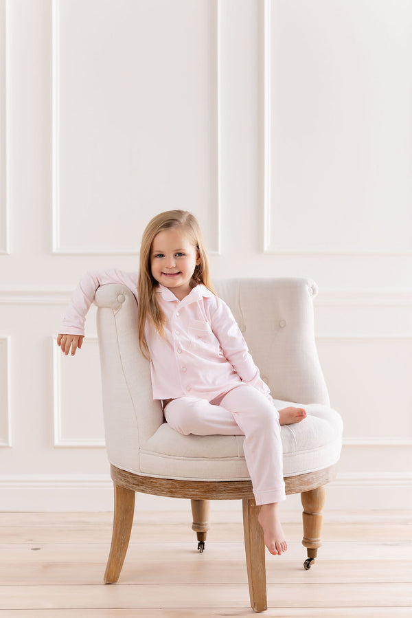 Chloé Embroidered Pajama Set – Pink Bow