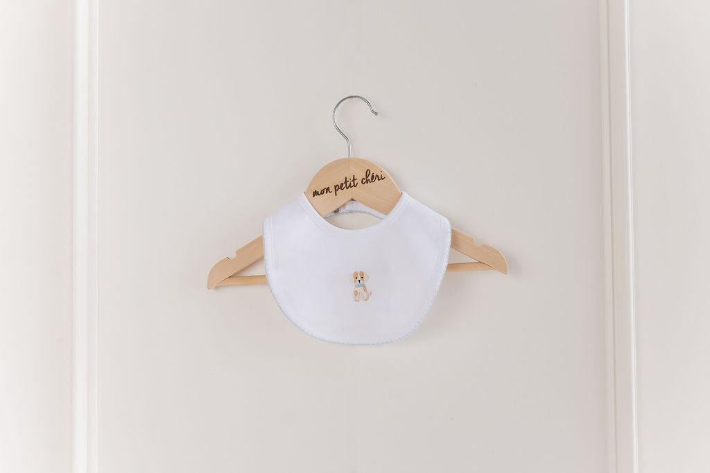 dog embroidered Cotton Bib